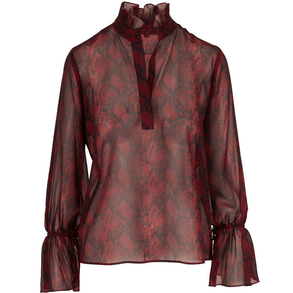 NWT NILI LOTAN Snake Print Silk Top, L
